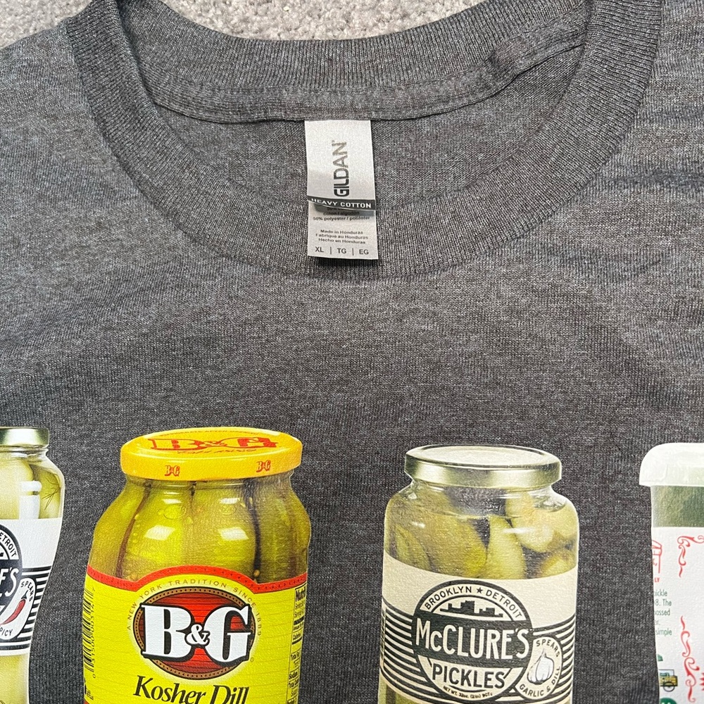 NEW PICKLE SHIRT sz.XL  unisex shirt pickles Gildan T-Shirt Heather Grey - Picture 3 of 3